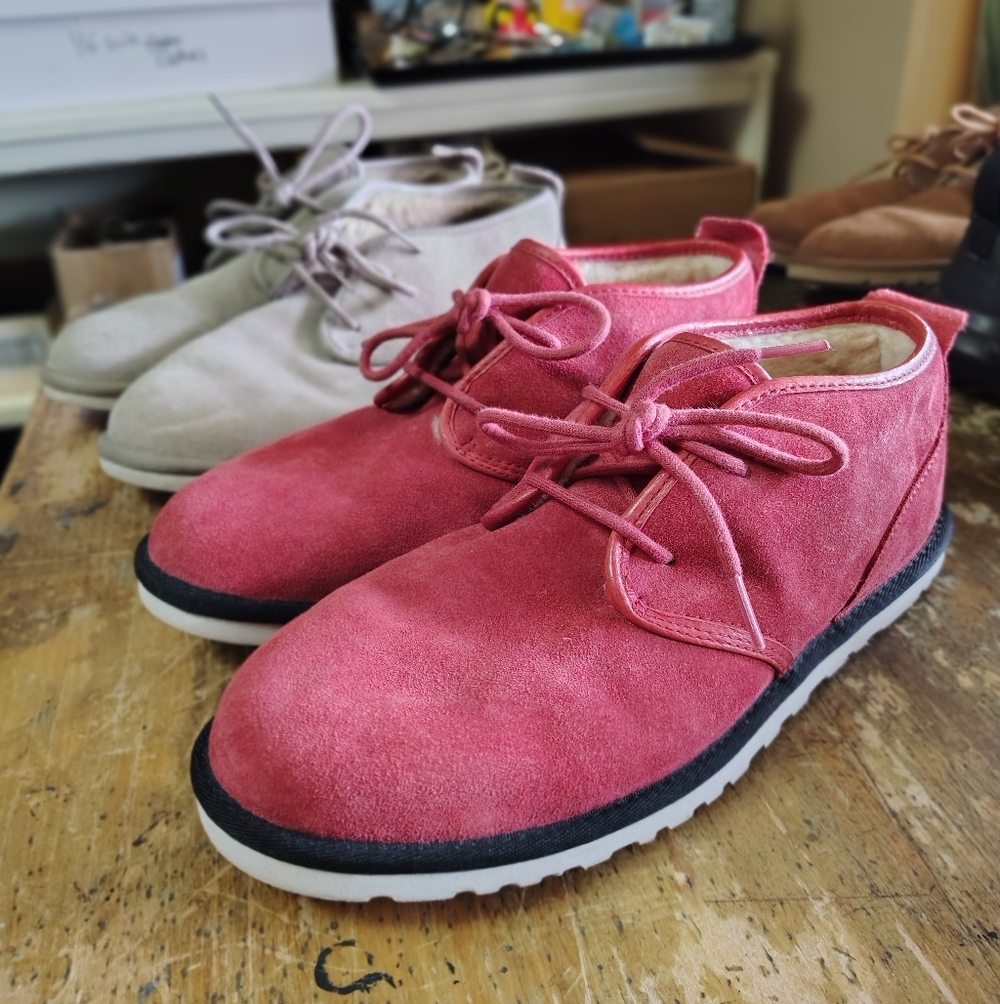 Bundle - 2 Pairs of Ugg Maksim Chukka Desert Boots - Grey and Red - Excellent